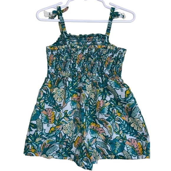 Tommy Bahama Girls Smocked Tank Romper Green Pink Tropical Print Sz 4T - Picture 5 of 15